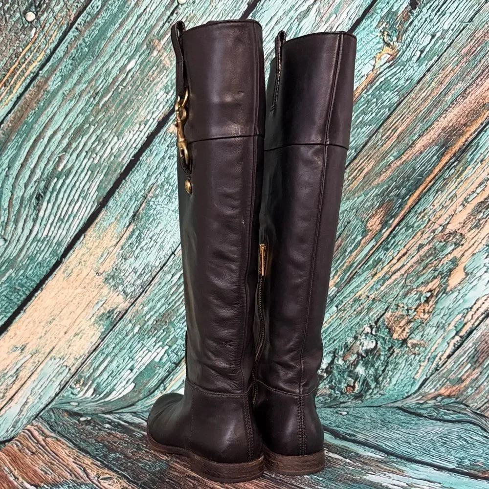 Coach Black Over the Knee Leather Boots
